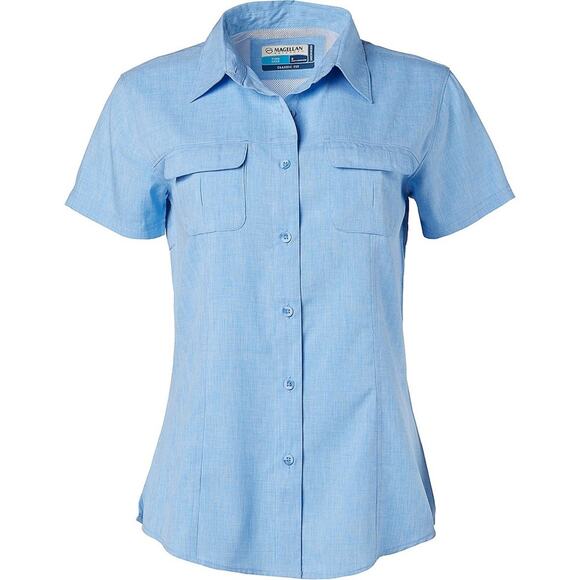 NWT Magellan Outdoor Blue Aster Moisture Wicking Fish Gear Shirt Size XS - Picture 1 of 6